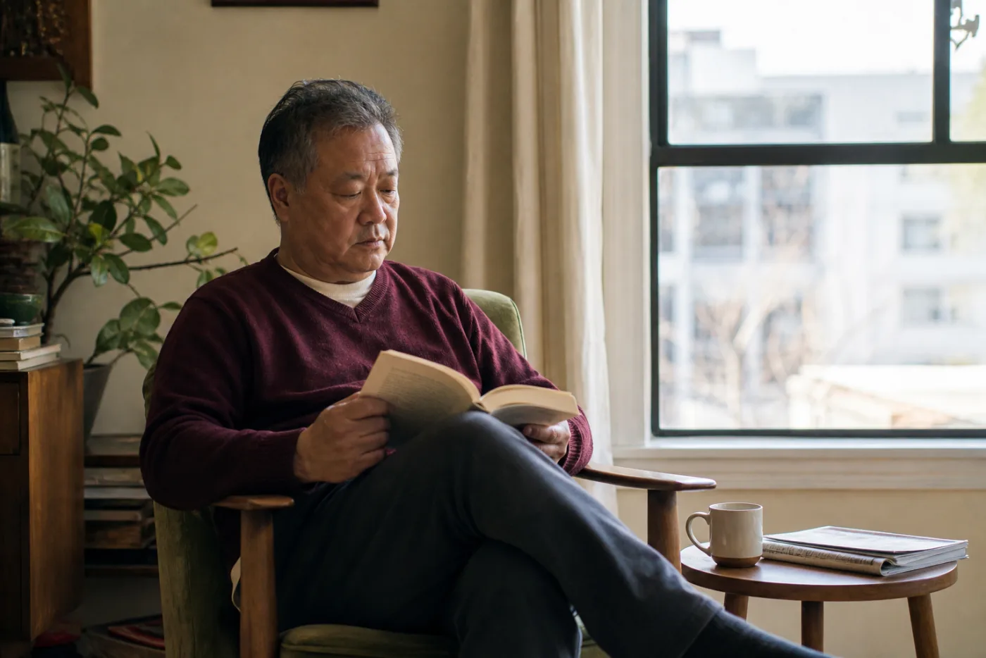 A person reading by a window while considering practical next steps after an HSV diagnosis.