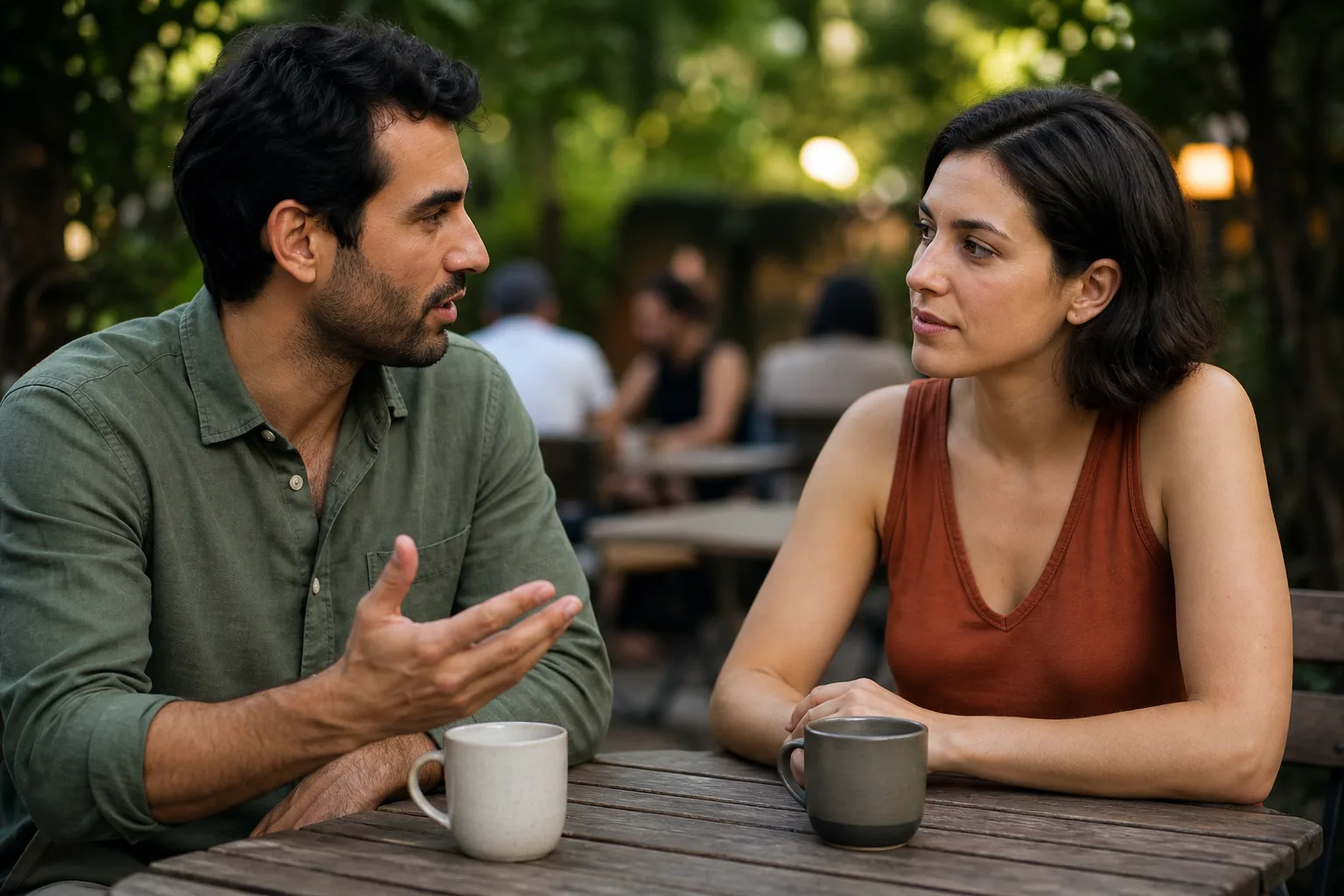A dating couple having a calm partner disclosure conversation about herpes.
